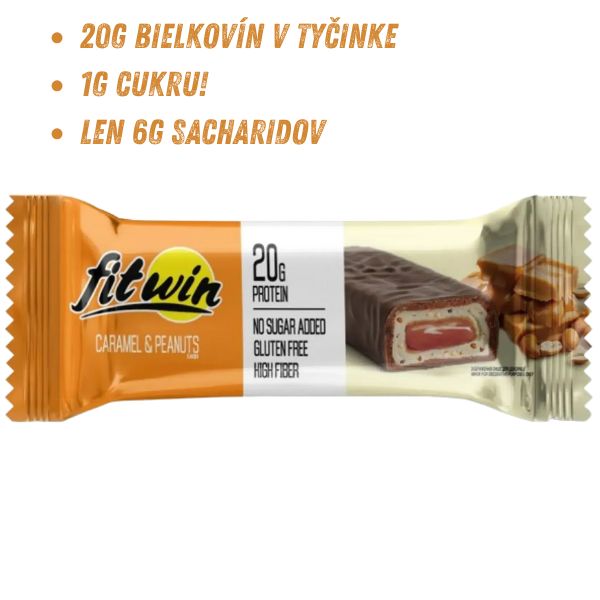 Proteínová tyčinka s náplňou 60g príchuť: karamel a arašidy od Fit Win