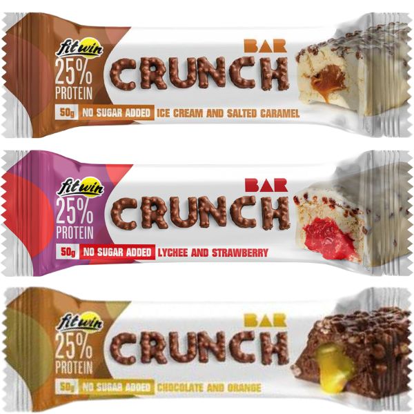 Proteínová tyčinka CRUNCH BAR 50g príchuť: Liči s jahodou a s polevou bielej čokolády od Fit Win - Image 2